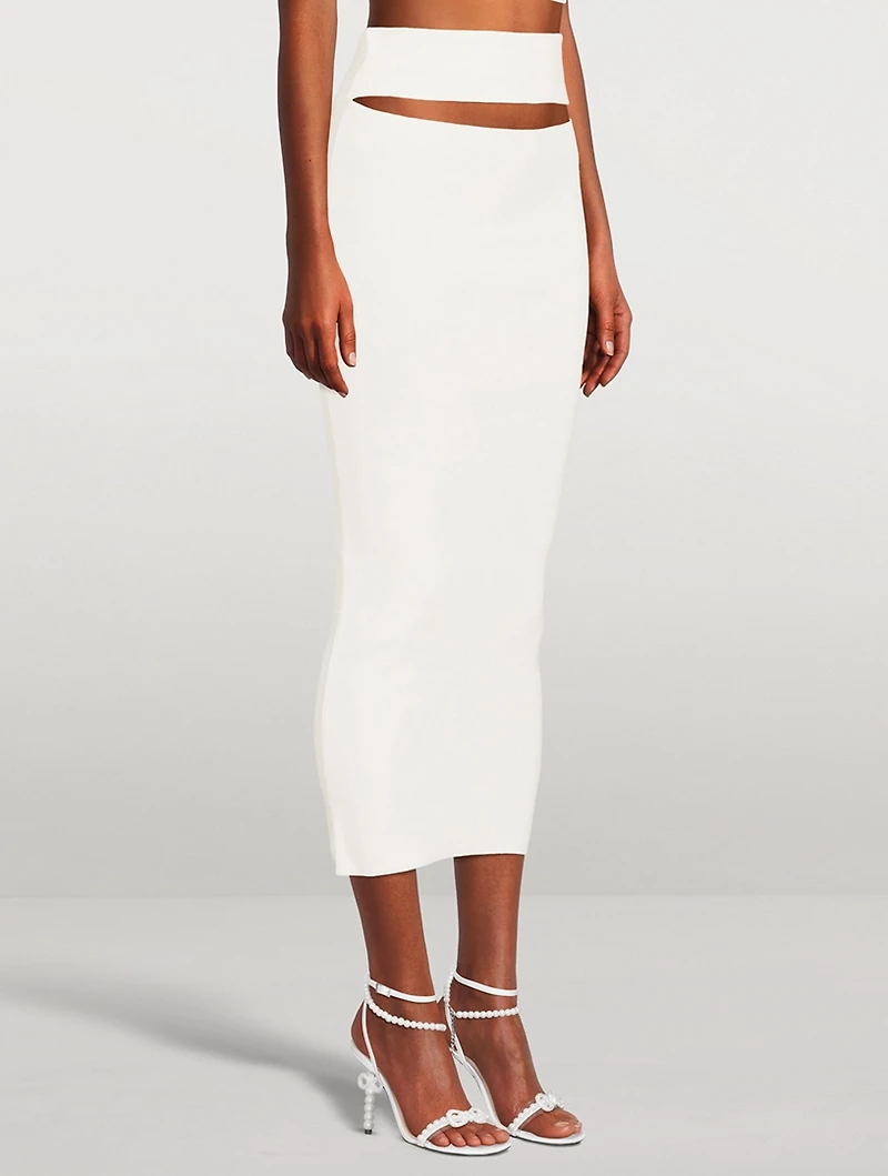 Split Micro Knit Midi Skirt