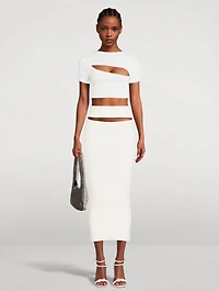 Split Micro Knit Midi Skirt