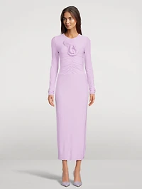 Jersey Midi Dress with Floral Appliqué