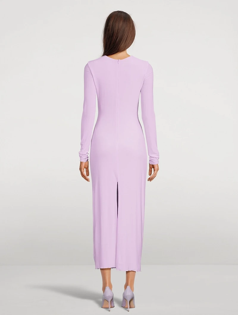 Jersey Midi Dress with Floral Appliqué