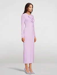 Jersey Midi Dress with Floral Appliqué
