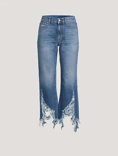 Distressed Straight-Leg Jeans