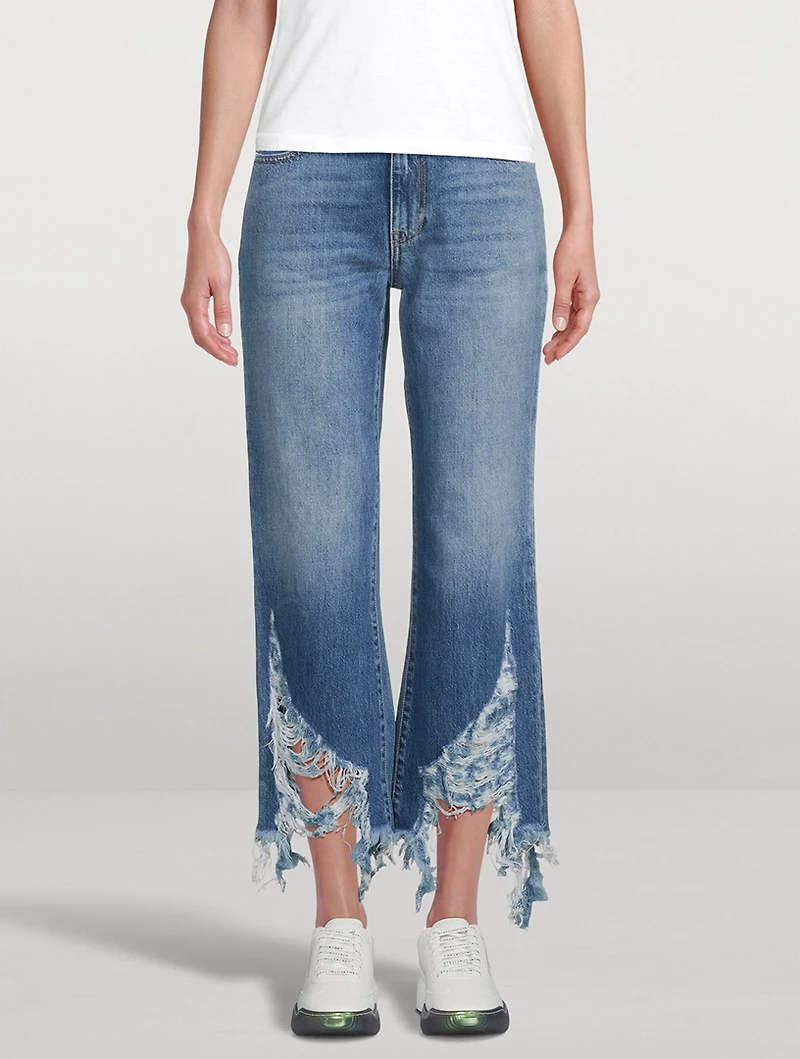Distressed Straight-Leg Jeans