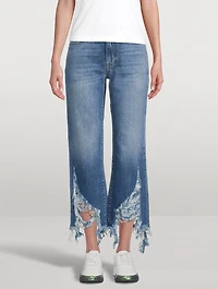 Distressed Straight-Leg Jeans