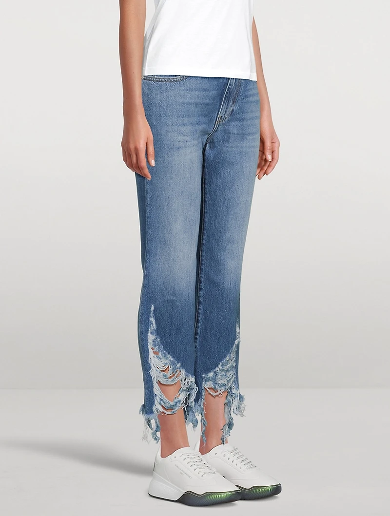 Distressed Straight-Leg Jeans