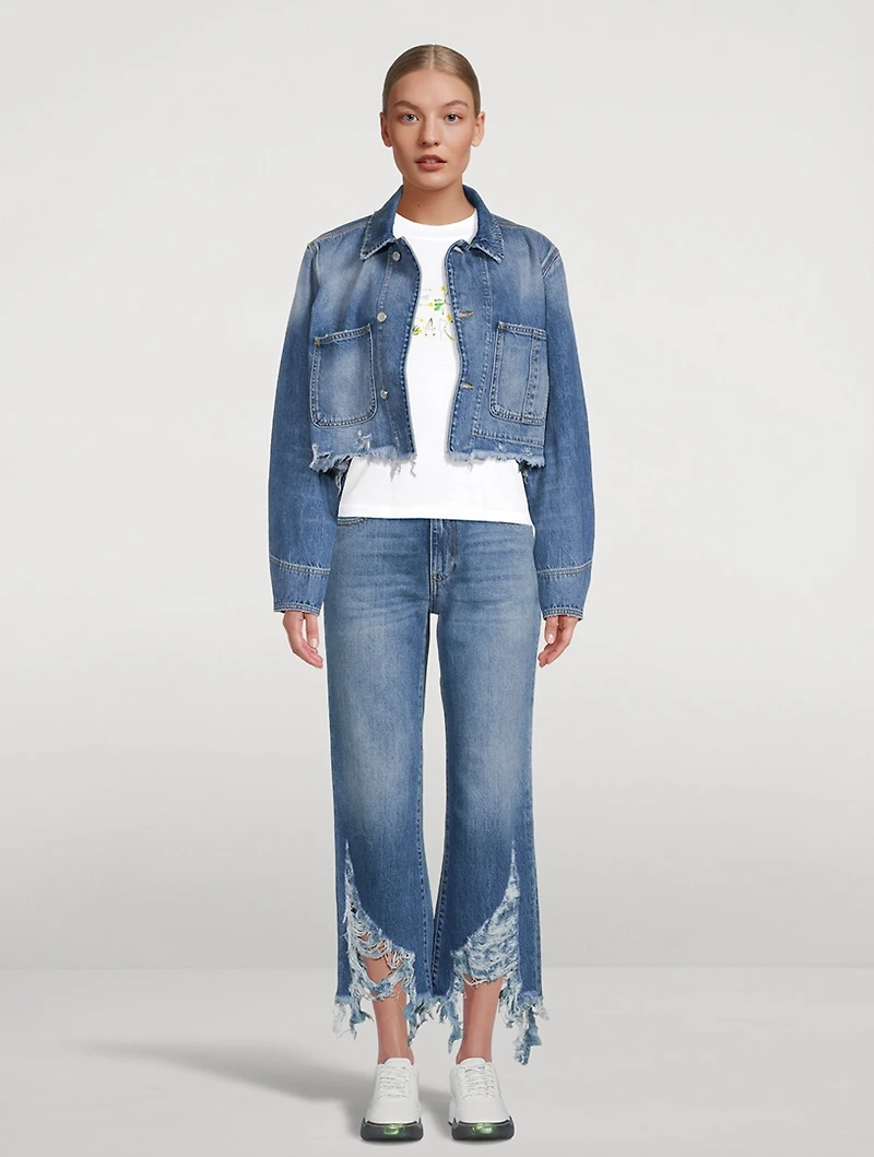 Distressed Straight-Leg Jeans