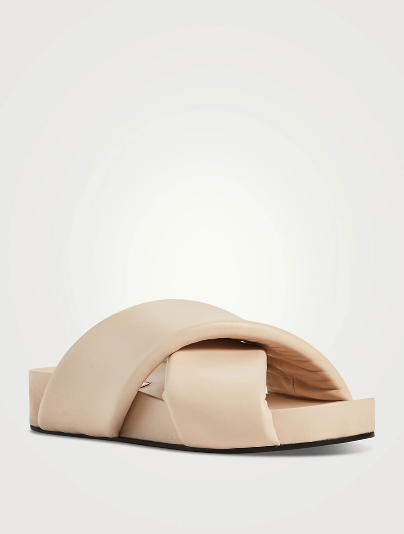 Leather Platform Slide Sandals
