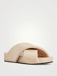 Leather Platform Slide Sandals