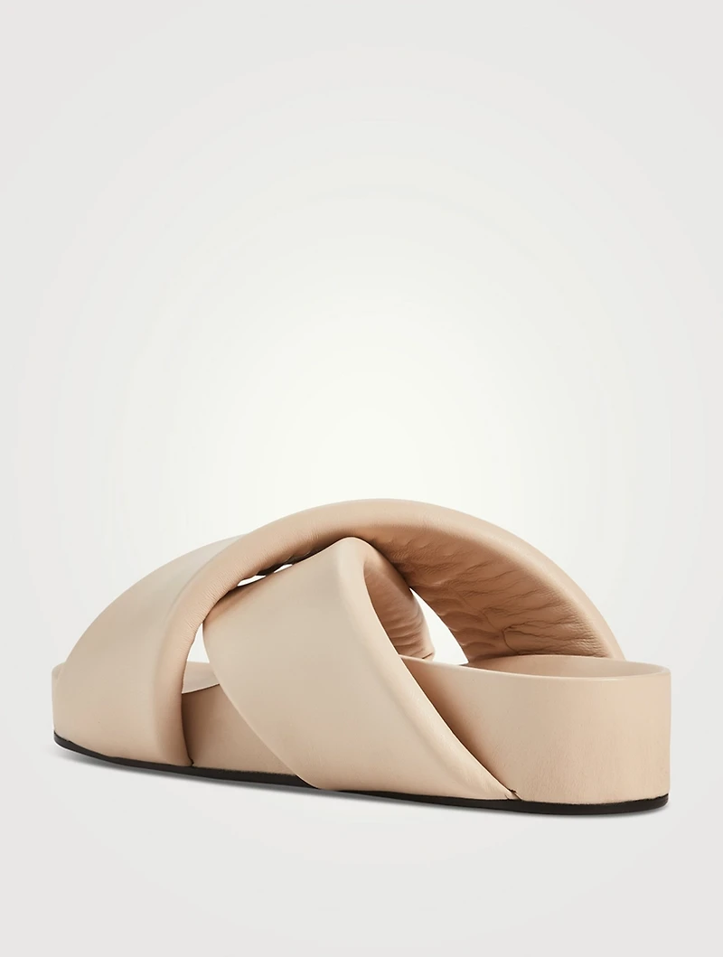 Leather Platform Slide Sandals