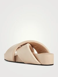 Leather Platform Slide Sandals