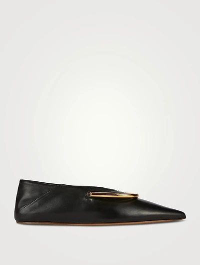 Ring-Embellished Leather Ballerinas