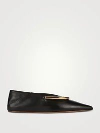 Ring-Embellished Leather Ballerinas