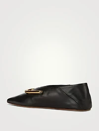Ring-Embellished Leather Ballerinas