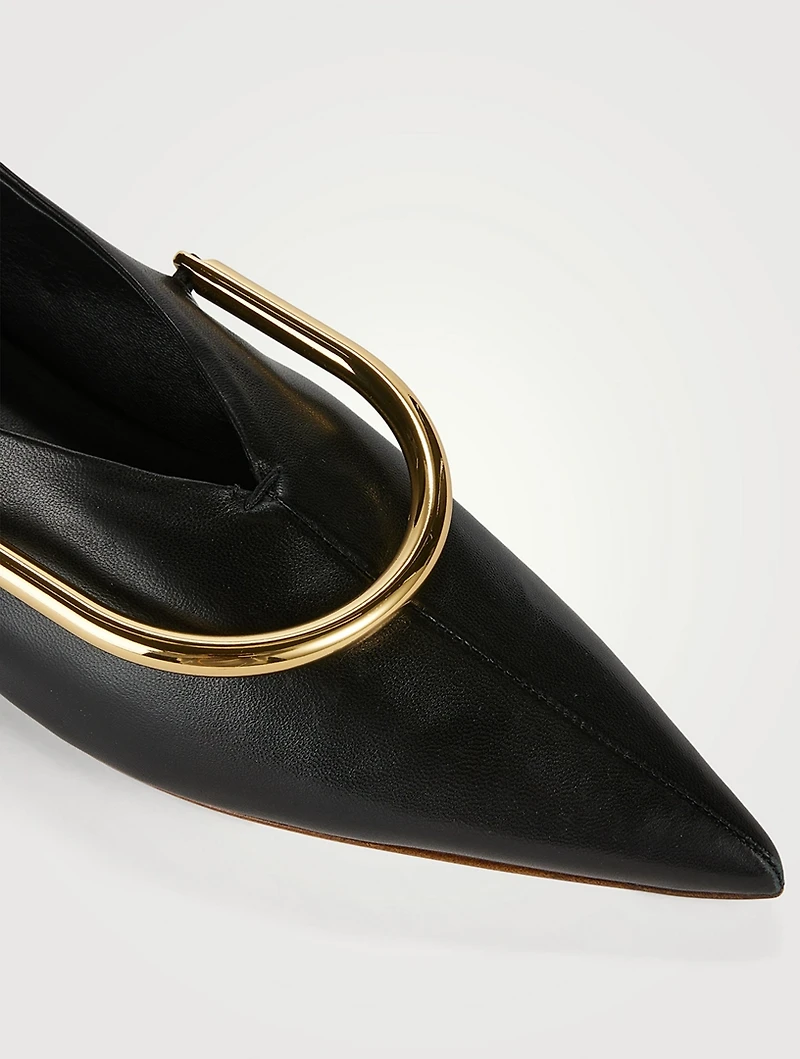 Ring-Embellished Leather Ballerinas