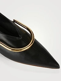 Ring-Embellished Leather Ballerinas