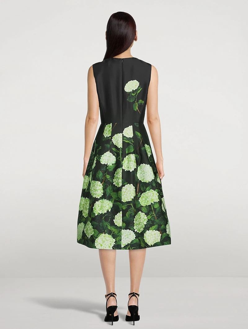 Degradé Mikado Dress Hydrangea Print