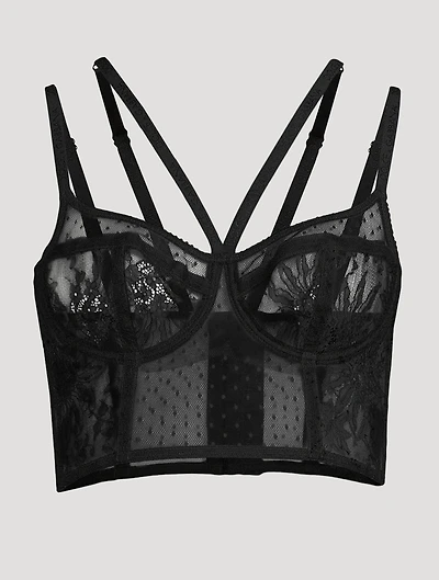 Plumetis Strappy Lace Bustier Bra