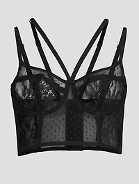 Plumetis Strappy Lace Bustier Bra