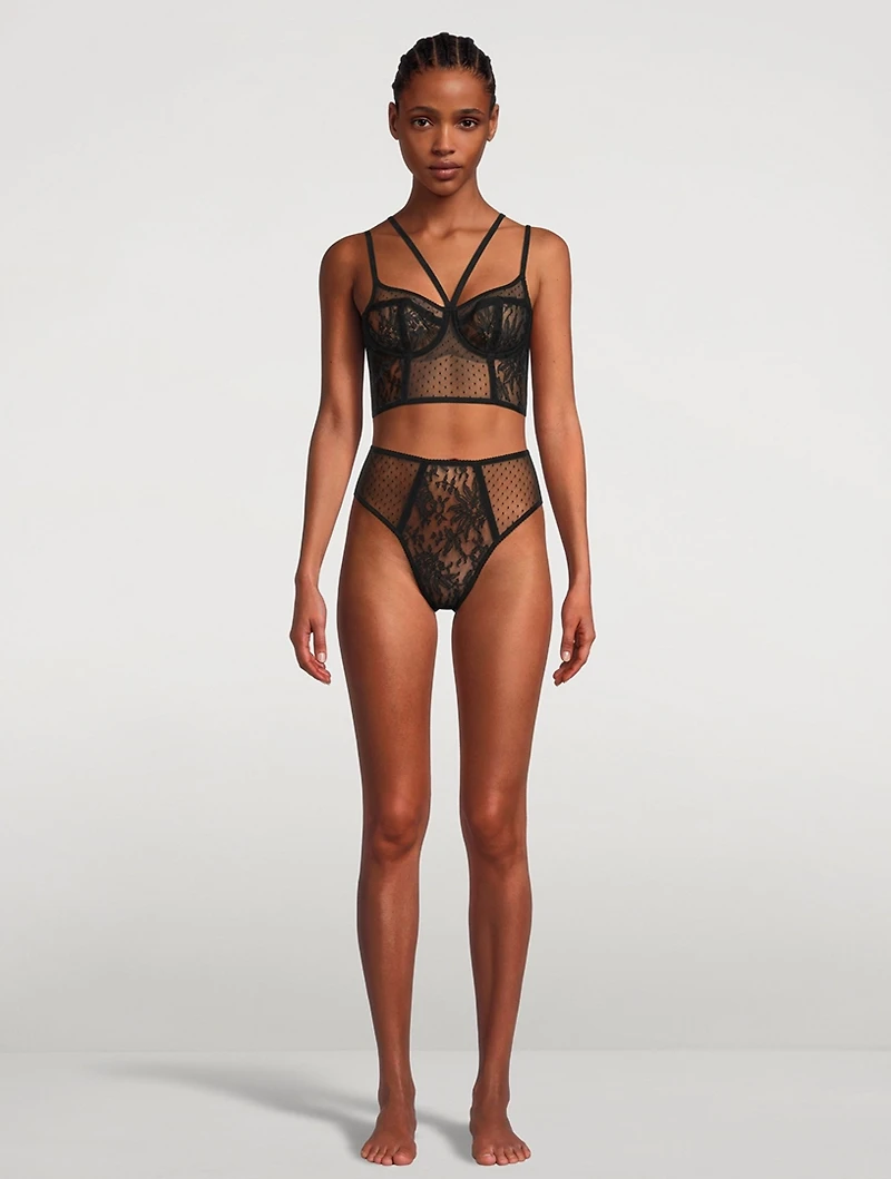 Plumetis Strappy Lace Bustier Bra
