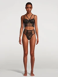 Plumetis Strappy Lace Bustier Bra