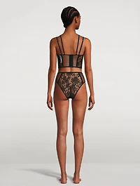 Plumetis Strappy Lace Bustier Bra