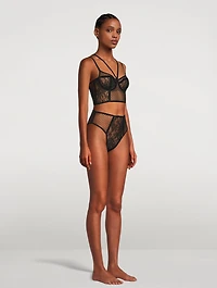 Plumetis Strappy Lace Bustier Bra