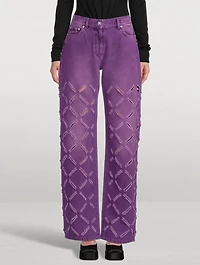Slashed Medusa Stright-Leg Jeans