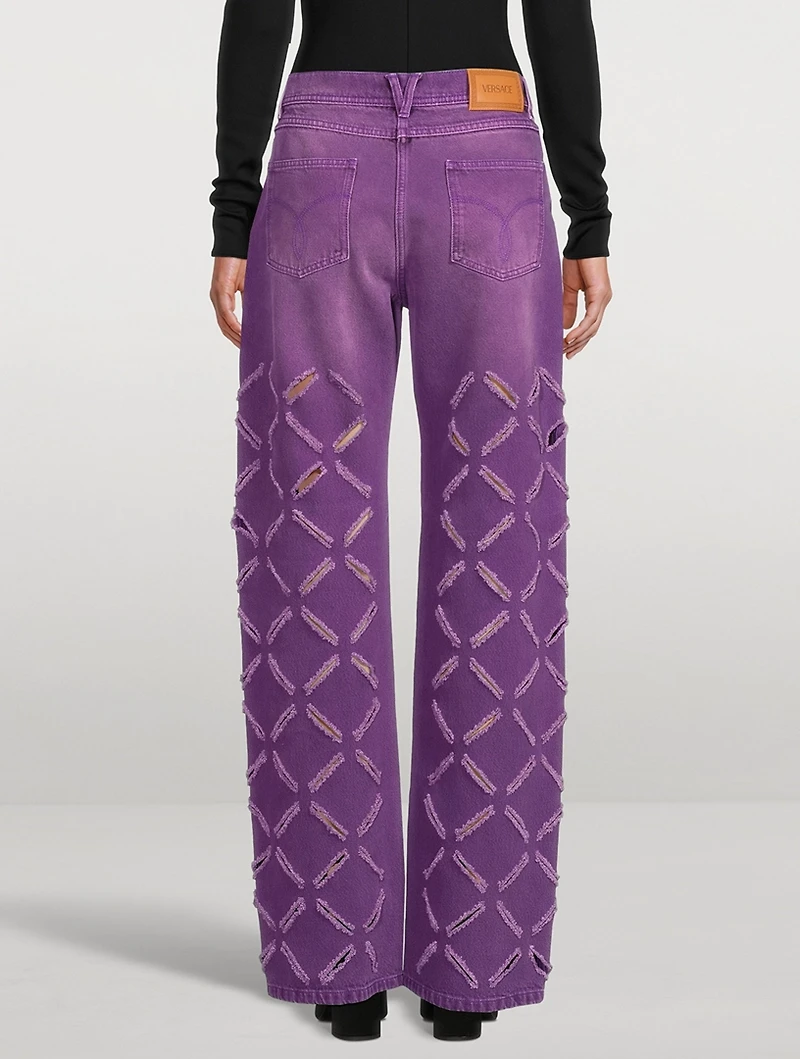 Slashed Medusa Stright-Leg Jeans