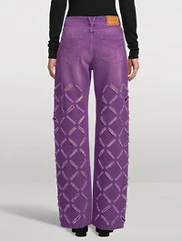 Slashed Medusa Stright-Leg Jeans