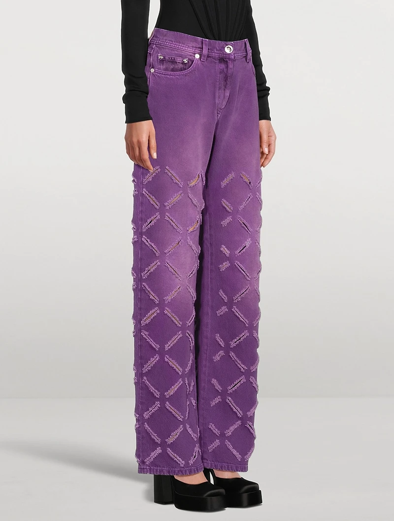 Slashed Medusa Stright-Leg Jeans