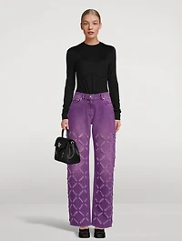 Slashed Medusa Stright-Leg Jeans