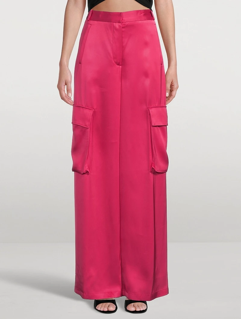 Satin Cargo Pants
