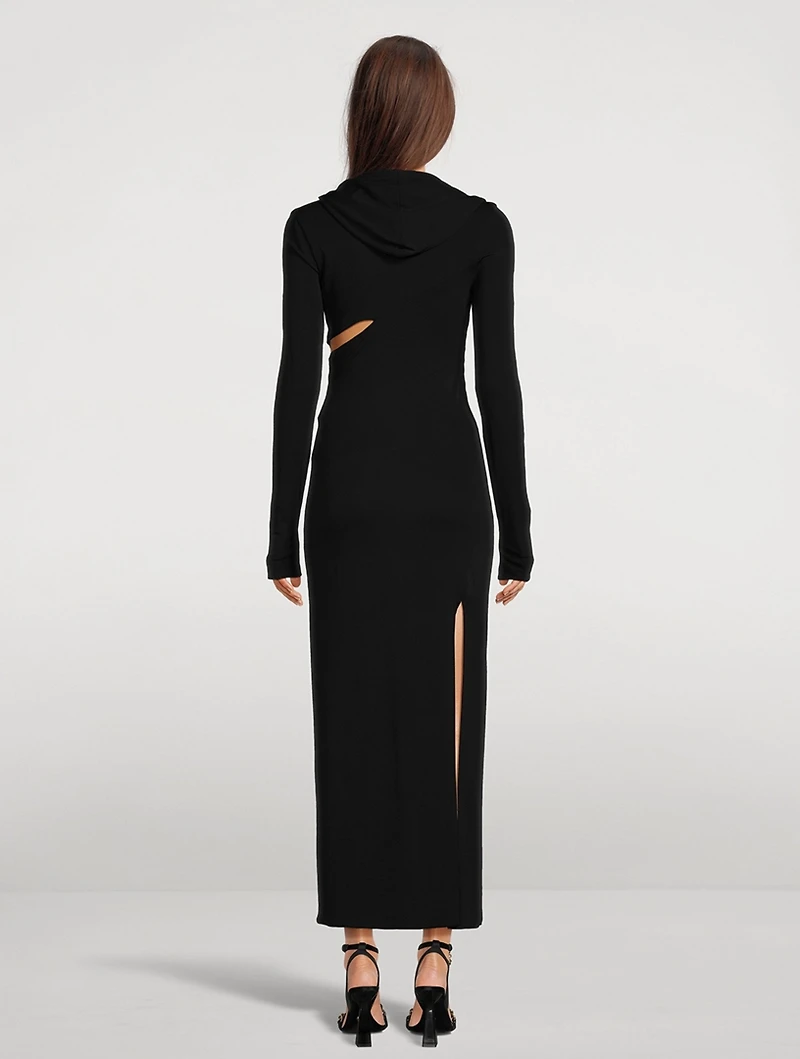 Slashed Hooded Maxi Dress