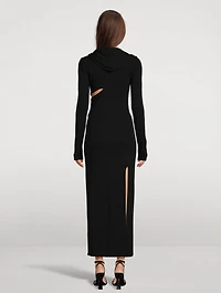 Slashed Hooded Maxi Dress