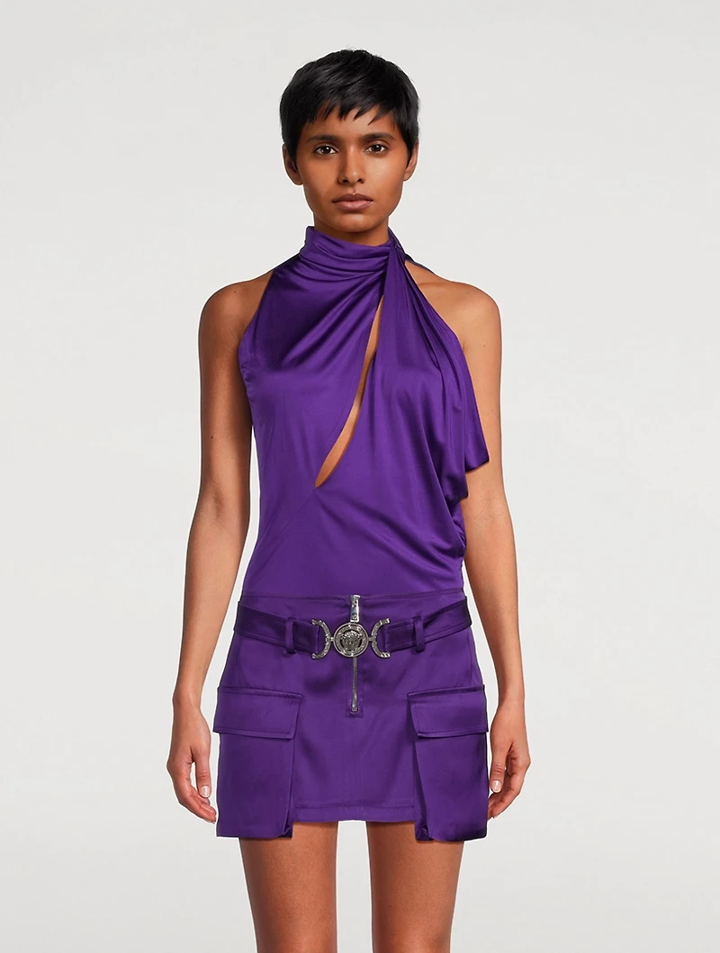 Slashed Satin Halter Top