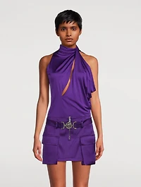 Slashed Satin Halter Top