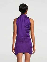 Slashed Satin Halter Top