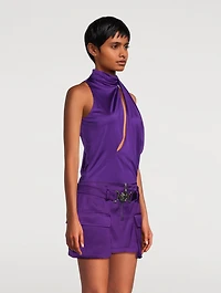 Slashed Satin Halter Top