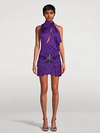 Slashed Satin Halter Top