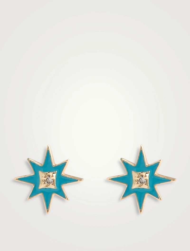 Jac+Jo 14K Gold Icon Enamel Starburst Stud Earrings