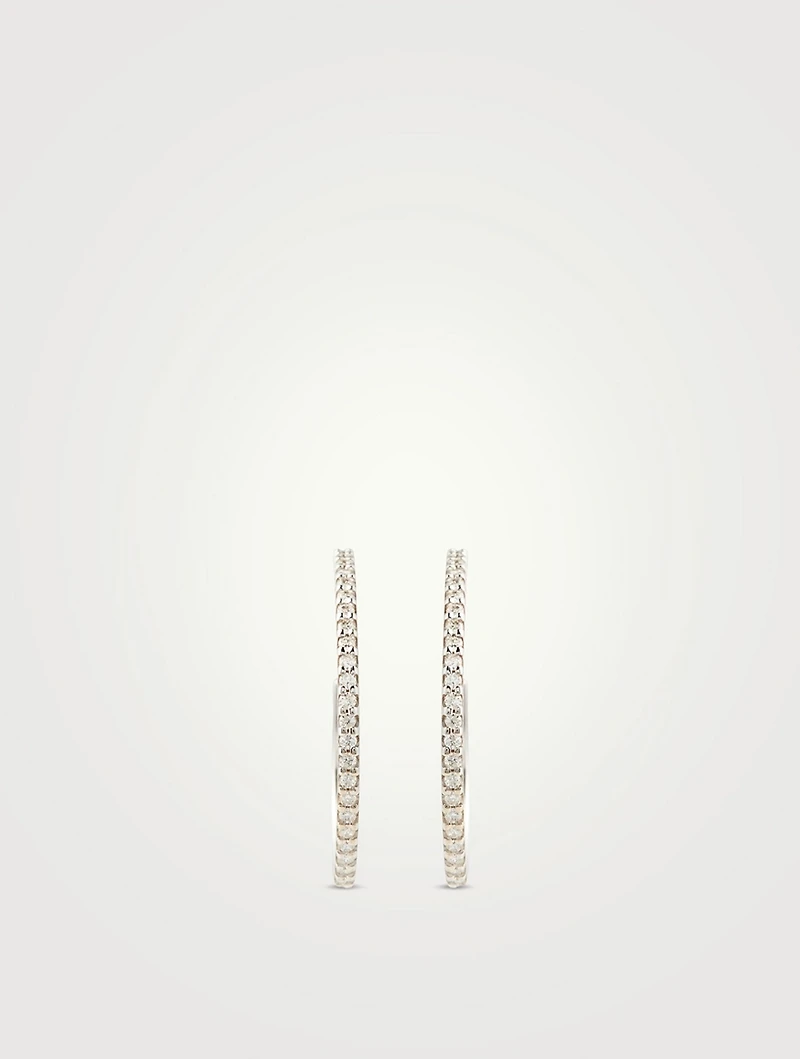 14K Gold 25mm Pavé Hoop Earrings