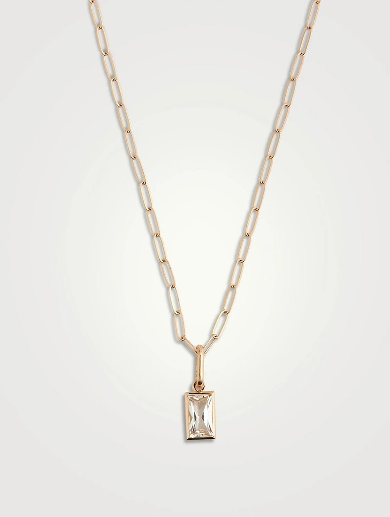 14K Gold Carré Paper Clip Pendant Necklace