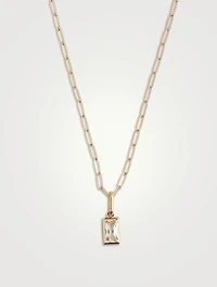 14K Gold Carré Paper Clip Pendant Necklace