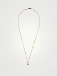 14K Gold Carré Paper Clip Pendant Necklace