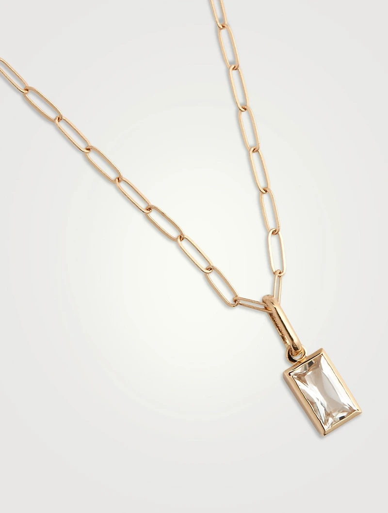 14K Gold Carré Paper Clip Pendant Necklace