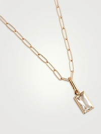 14K Gold Carré Paper Clip Pendant Necklace