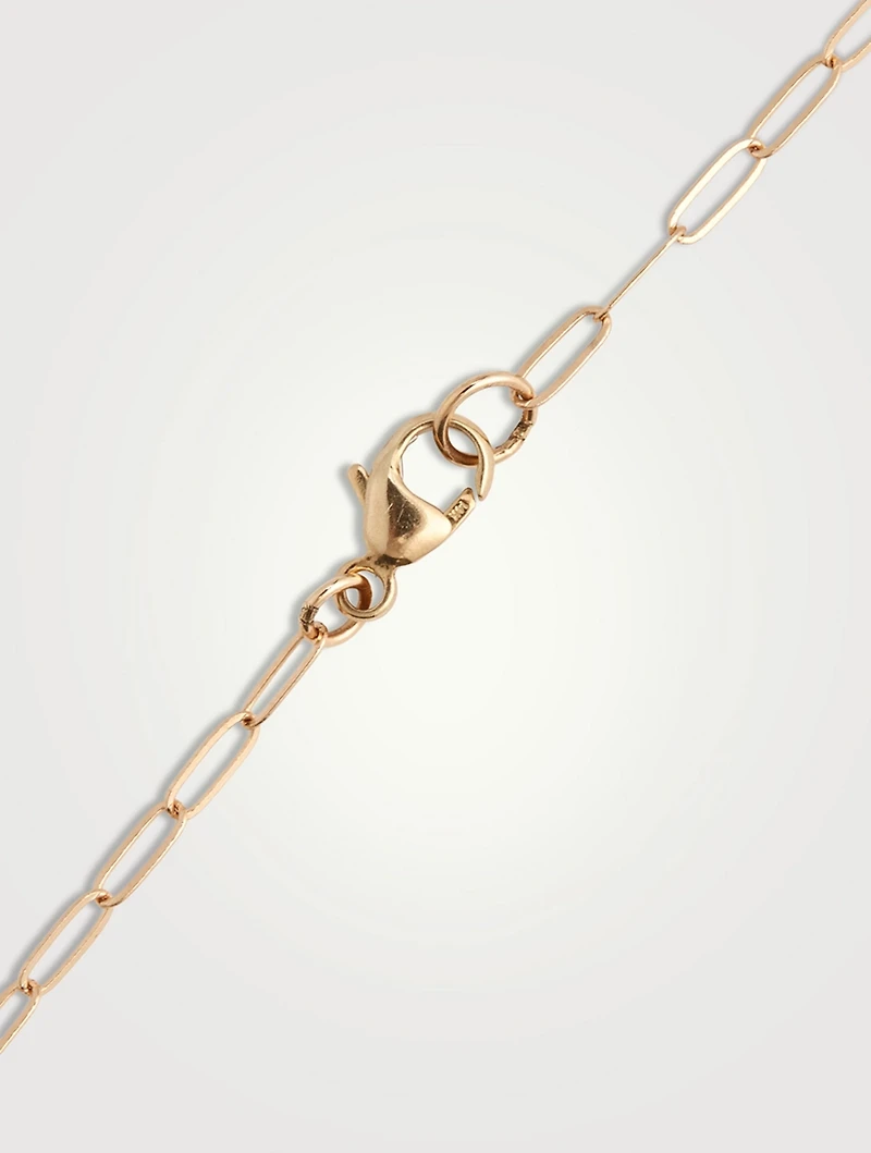 14K Gold Carré Paper Clip Pendant Necklace