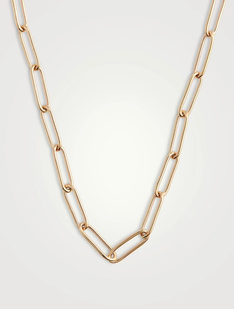 Large 14K Gold Paper Clip Chain Necklace