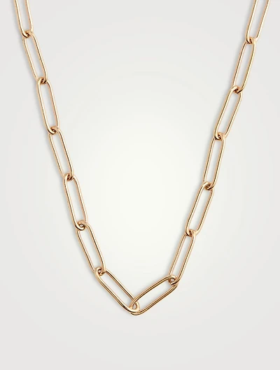Large 14K Gold Paper Clip Chain Necklace