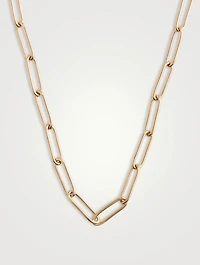 Large 14K Gold Paper Clip Chain Necklace